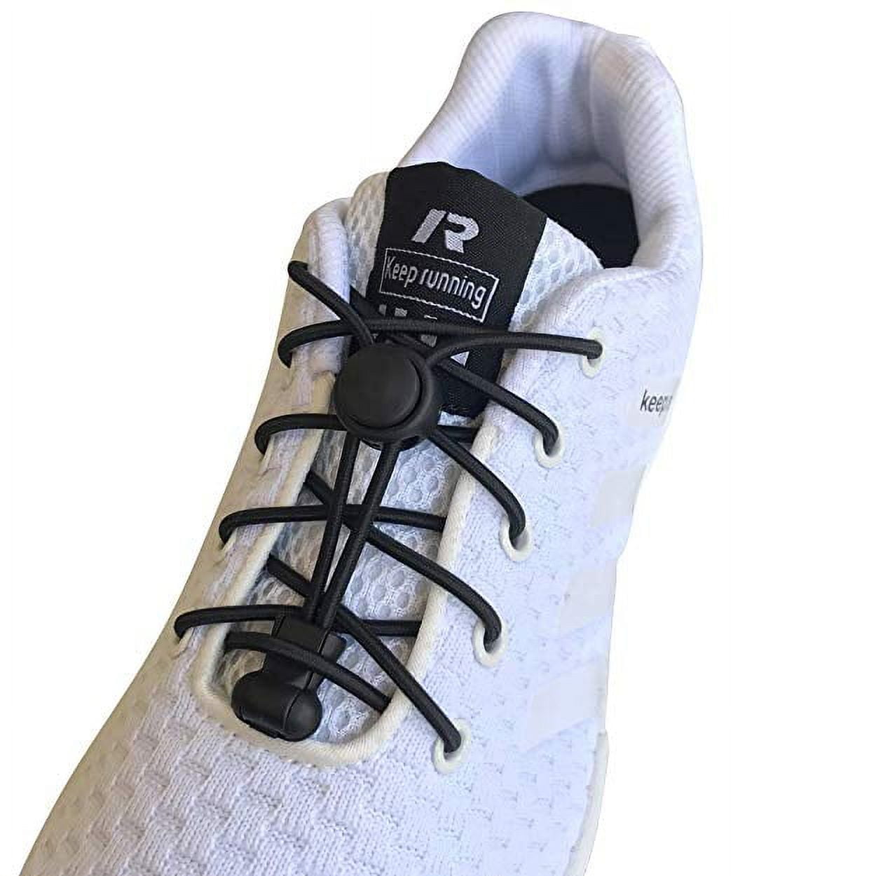2 Pairs Lazy No Tie Elastic Tieless Lock Laces Shoe Laces Strings for Kids Adults Running Jogging Athletic Sports