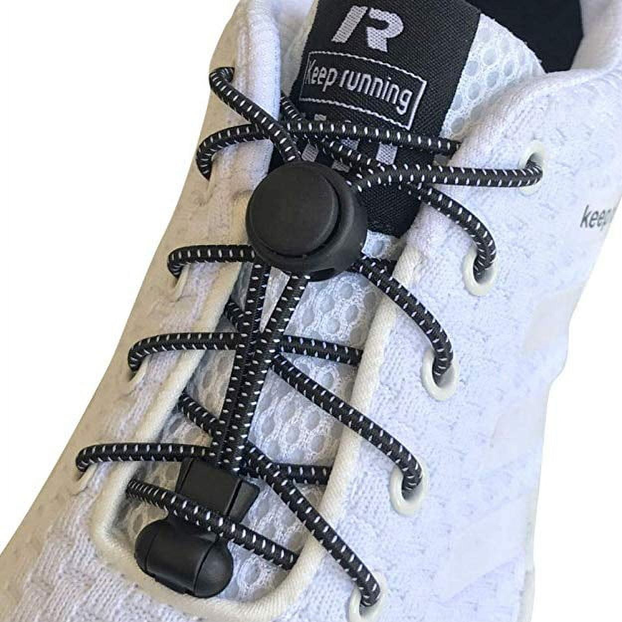 2 Pairs Lazy No Tie Elastic Tieless Lock Laces Shoe Laces Strings for Kids Adults Running Jogging Athletic Sports