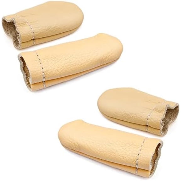 2 Pairs Leather Finger Protector Needle Felting Knitting Finger Thimble Guards Tools for Hand Craft Sewing Needlework Handmaking(Random Color)