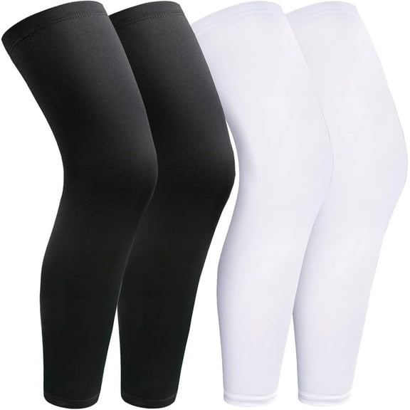 2 Pairs Leg Sleeves,Full Leg Compression Sleeve for Men Women,Long Knee Sleeve with Anti-slip Silicone Strips