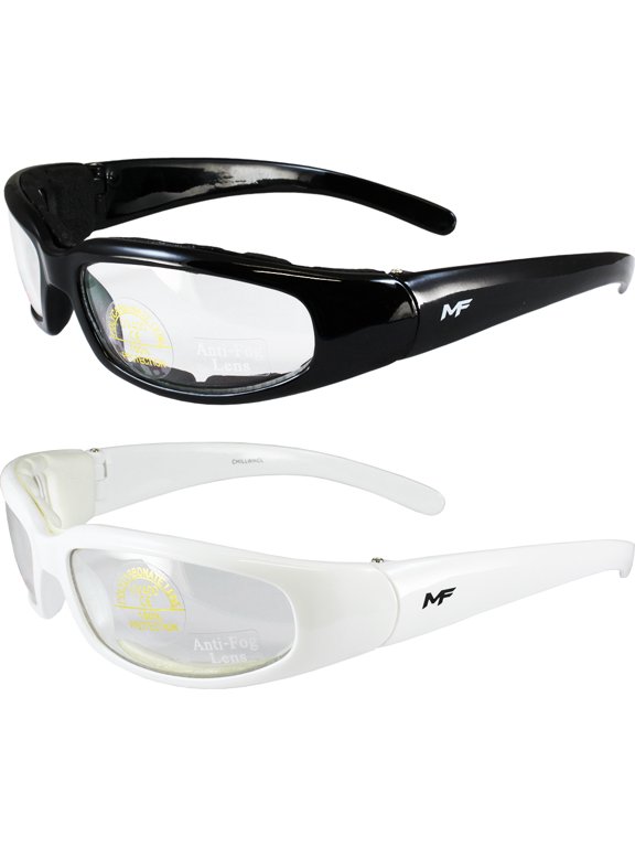 2 Pairs MF Chill Glasses (Black/White Frames, Clear Lens)