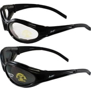 2 Pairs MF Eyewear Freeride Padded Motorcycle Riding Glasses Black w/Clear & Smoke Lens