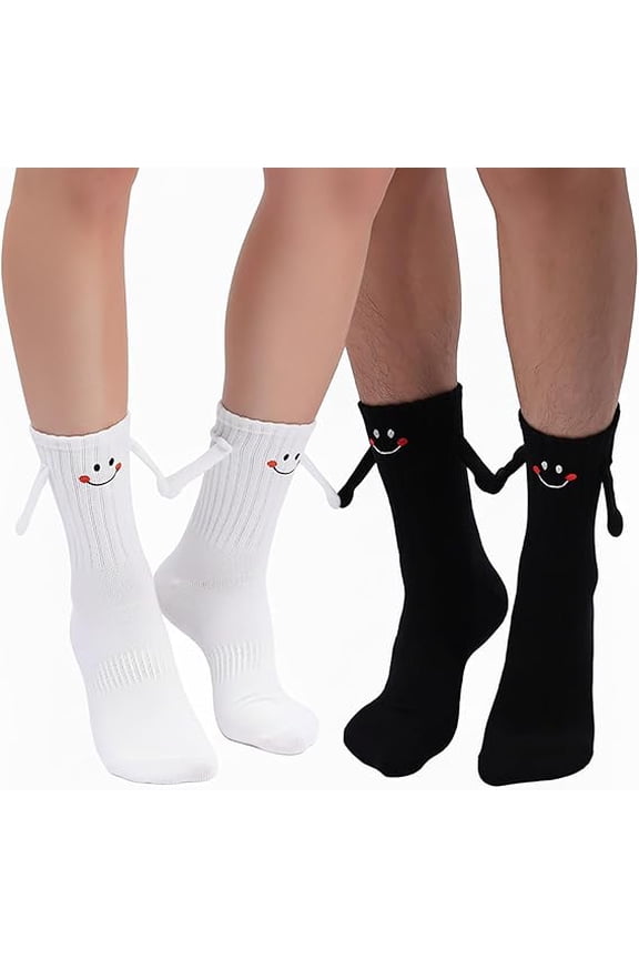 2 Pairs Magnetic Couple Socks – Fun Hand-Holding Design, Unique Magnetic Connection, Ideal Gift for Couples & Romantic Love