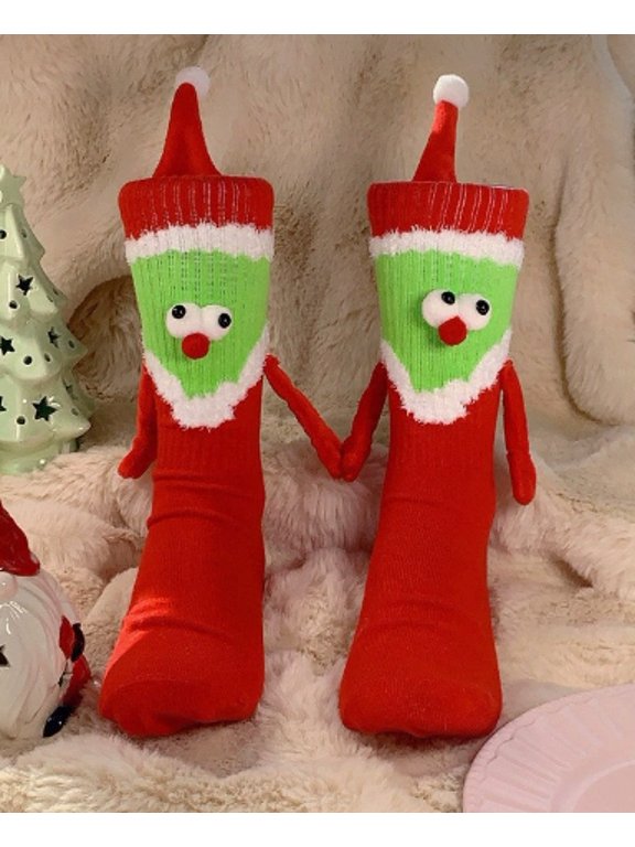 2 Pairs Magnetic Couple Socks – Fun Hand-Holding Design, Unique Magnetic Connection, Ideal Gift for Couples & Romantic Love