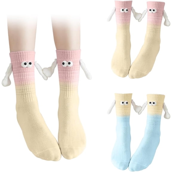 2 Pairs Magnetic Holding Hands Socks, 2026 Upgrade Couple Socks Funny Christmas Socks Valentine Gifts