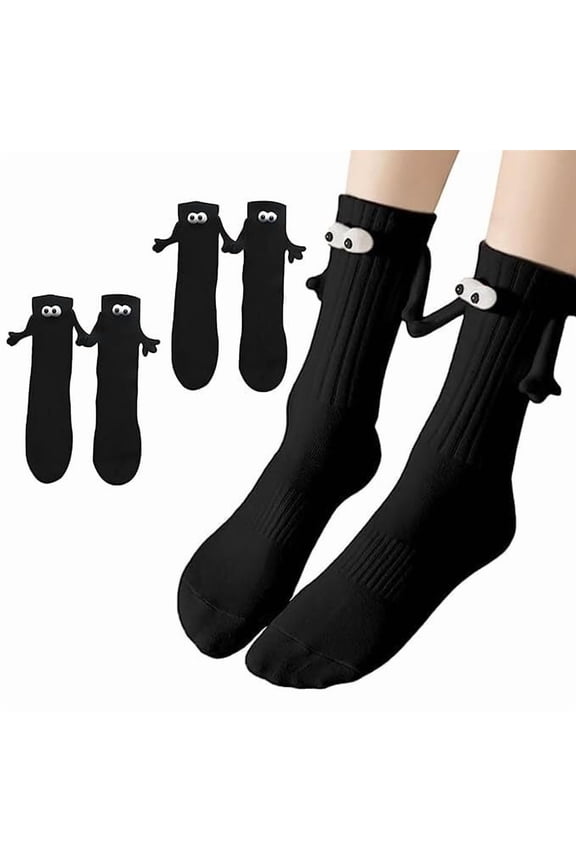 2 Pairs Magnetic Holding Hands Socks Funny Gifts For Couples, Anniversary, Best Friends, Engagements, Teens (White)