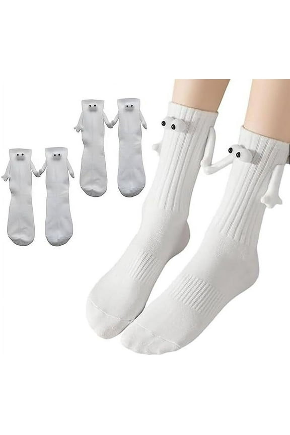 2-Pairs Magnetic Holding Hands Socks Funny Novelty Socks, Perfect Gifts for Women, Men, Teens, Couples & Friends