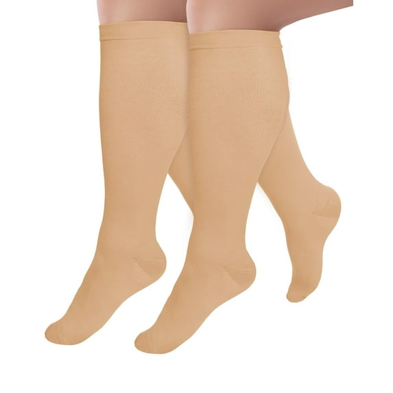 2 Pairs Medical Sport Plus Size Compression Socks - 20-30mmhg Graduated Knee-High Support for Men & Women, Ideal for Soccer, Running, and Nurses