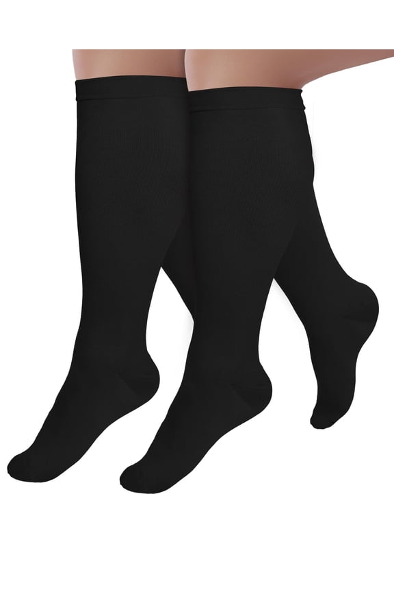 2 Pairs Medical Sport Plus Size Compression Socks - 20-30mmhg Graduated Knee-High Support for Men & Women, Ideal for Soccer, Running, and Nurses