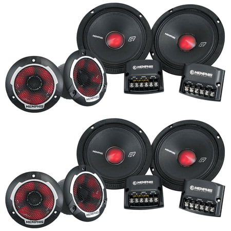 2) Pairs Memphis Audio SRXP62CV2 SRX Pro 6.5" 250w Component Car Speakers w/LEDs