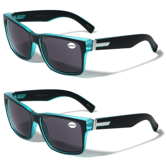 2 Pairs Men Bifocal Large Wide Fitment 150mm Reading Sunglasses - Outdoor Readers Glasses +3.00 Black