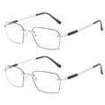 thumbnail image 1 of 2 Pairs Men Metal Rimless Reading Glasses Blue Light Blocking Business Readers Presbyopic Glasses, 1 of 3