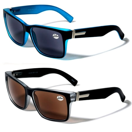 2 Pairs Men Reading Sunglasses - Outdoor Full Tint Reader Glasses For Large Head +3.00