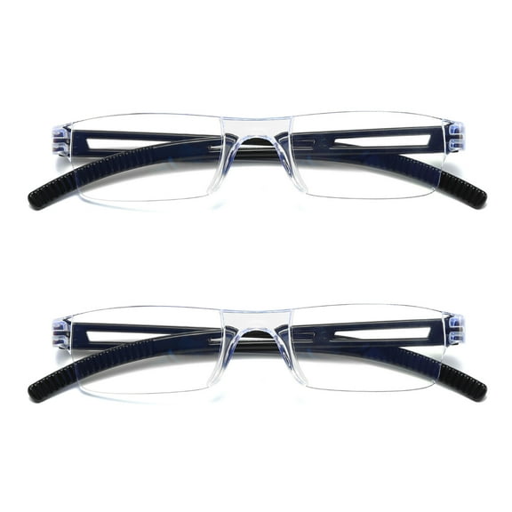 2 Pairs Men Women Rimless Reading Glasses Blue Light Blocking Unisex Reader +0.75
