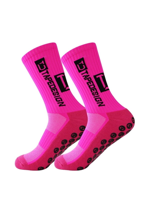 2 Pairs Men's Grip Socks Soccer, Non Skid Ball Socks Anti Slip Non Slip Grip Pads for Football Basketball Sports Grip Socks for men 9-12, Thickened Bottom - Enhanced Foot Support and Sweat Discharge