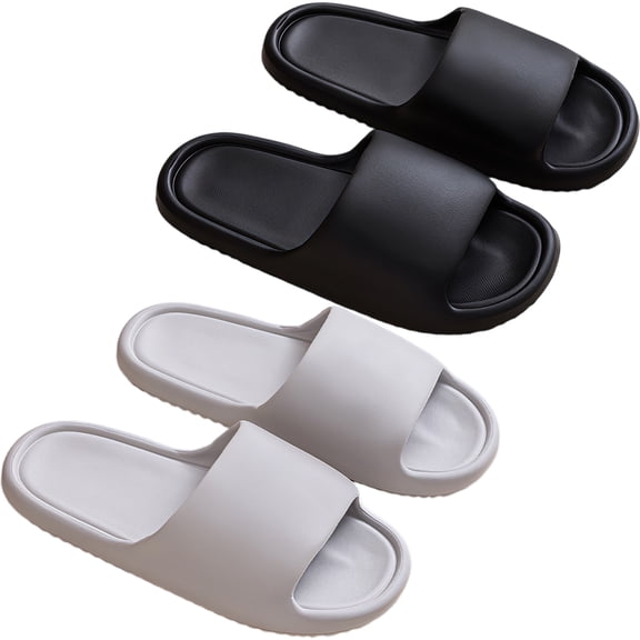 2 Pairs Men‘s Home Slippers, Quiet Indoor Slippers, Non Slip Soft EVA Lightweight Bathroom Sandals