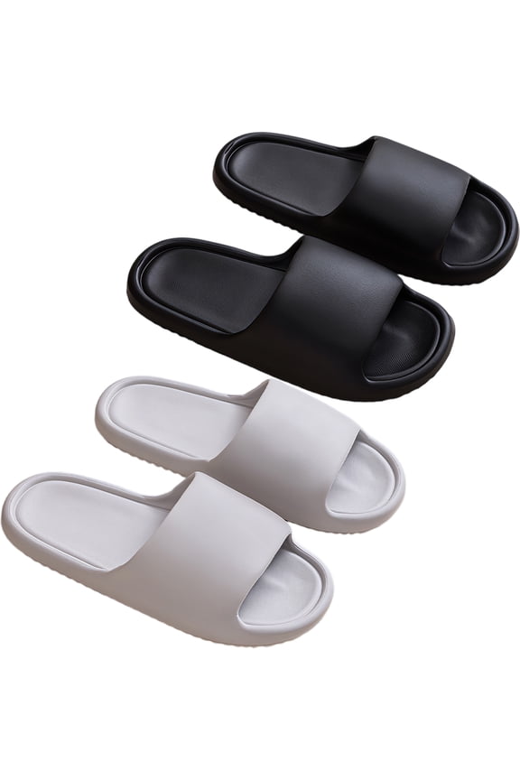 2 Pairs Men‘s Home Slippers, Quiet Indoor Slippers, Non Slip Soft EVA Lightweight Bathroom Sandals