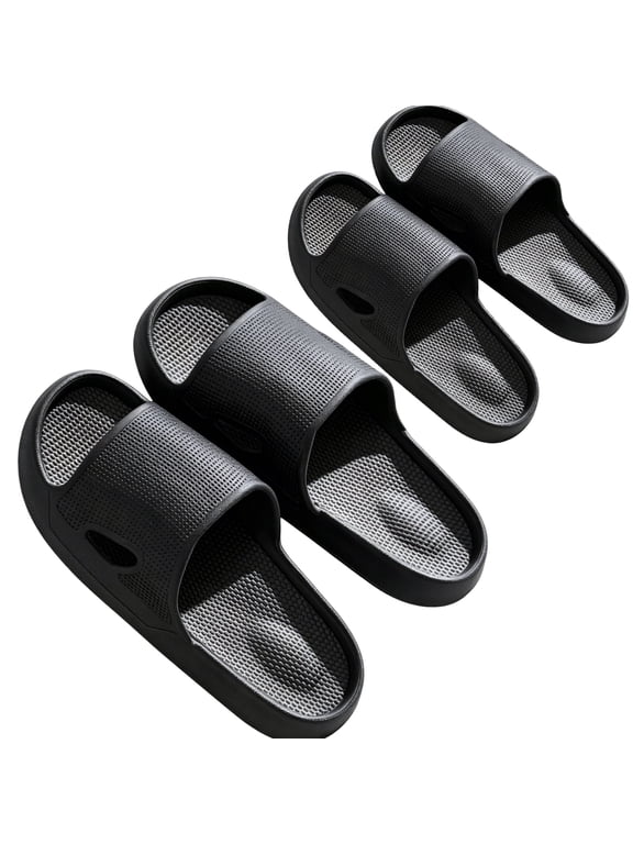 2 Pairs Non-Slip Mens Cloud Slides Soft EVA Foam House Sandals for Shower Indoor Outdoor