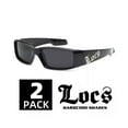 thumbnail image 1 of 2 Pairs Mens Locs Rectangular Lowrider Biker Large Frame Wrap Around Sunglasses, 1 of 5