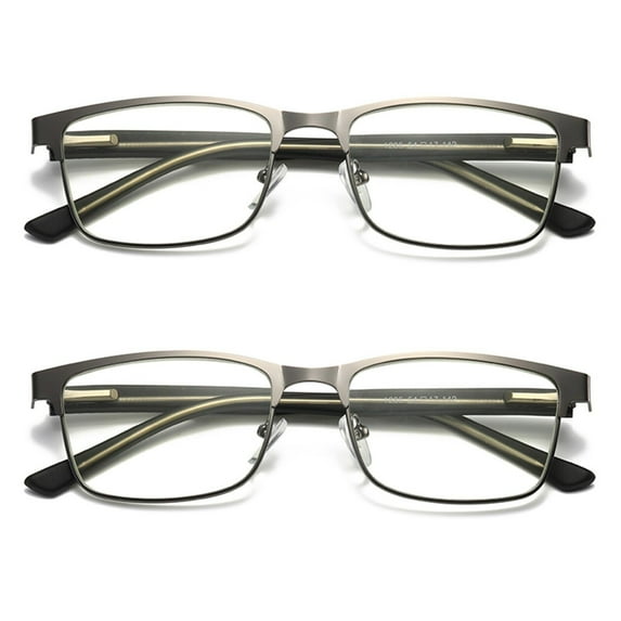 2 Pairs Mens Metal Frame Spring Hinge Blue Light Blocking Reading Glasses Readers +1.50