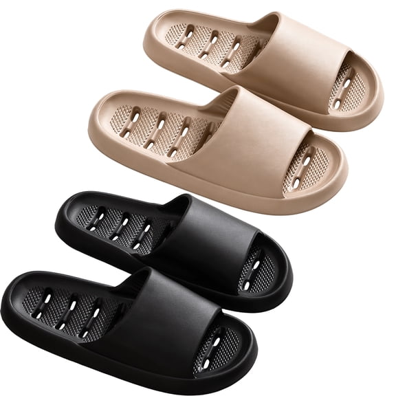 2 Pairs Mens Shower Shoes EVA Non Slip Quick Dry Slides with Holes for Bathroom Gym Pool