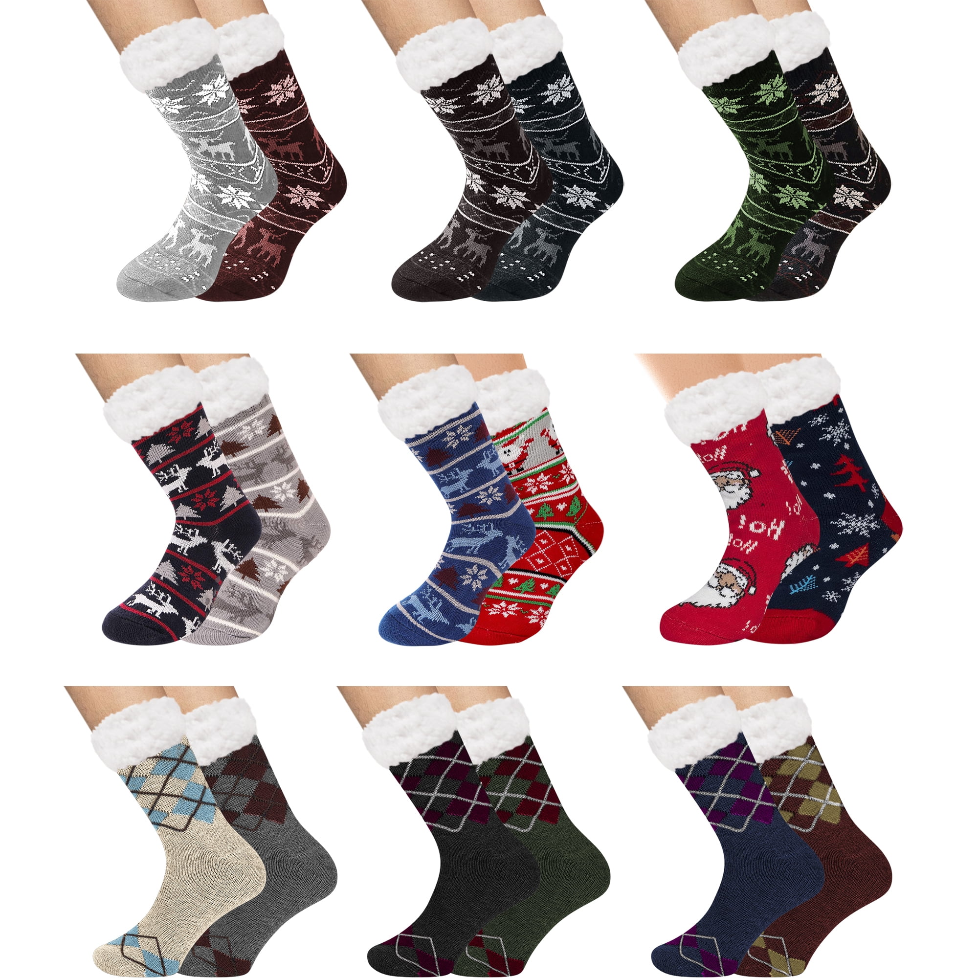 BARGAINHUNTERS 2-Pairs: Mens Soft Cozy Sherpa Lined Warm Winter Socks
