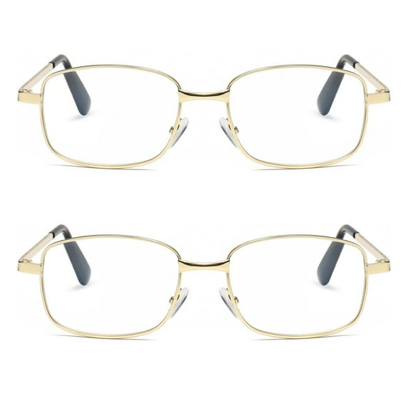 2 Pairs Mens Womens Metal Frame Clear Lens Reading Glasses Fashion Classic Readers +2.25