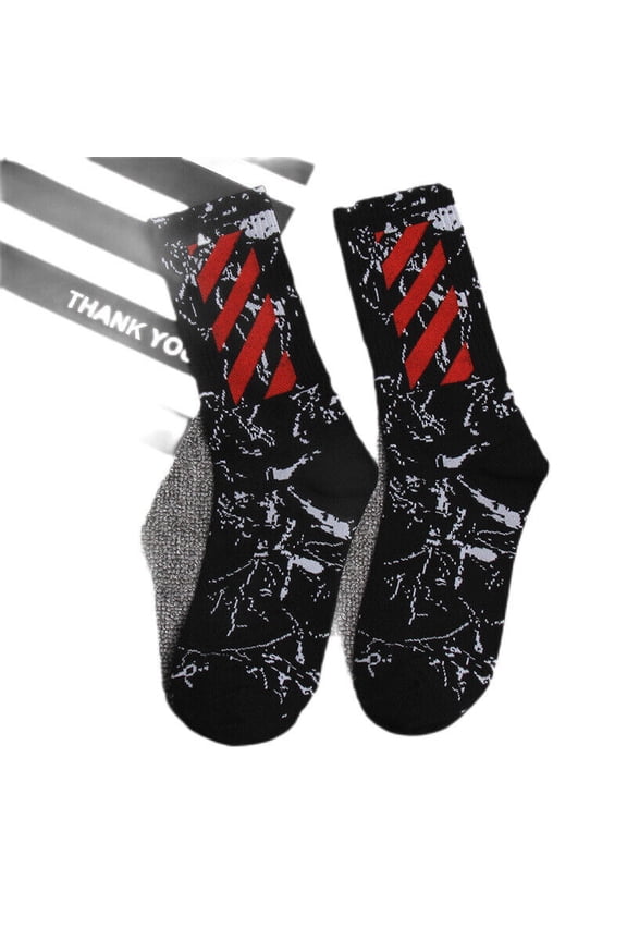 2 Pairs Mens Womens Off Arrow Crew Socks White XX Comfort Breathable Causal Sock