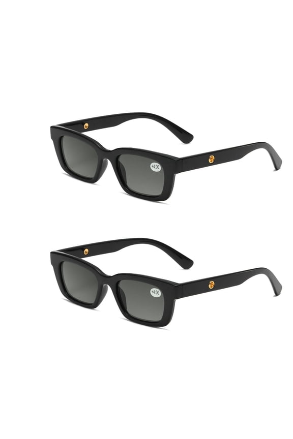 2 Pairs Unisex Reading Sunglasses Square Full Tinted Sun Readers