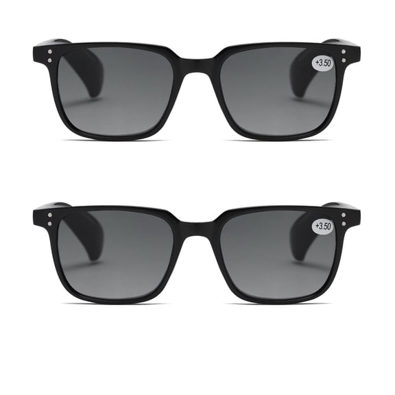 2 Pairs Unisex Reading Sunglasses Magnified Full Tinted Lens Sun Readers