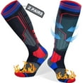thumbnail image 1 of 2 Pairs Merino Wool Ski Socks, Men Women Compression Snowboard Winter Thermal Socks for Skiing, Snowboarding, Cold Weather, Winter (Redblue USA Size 6.5-8), 1 of 6