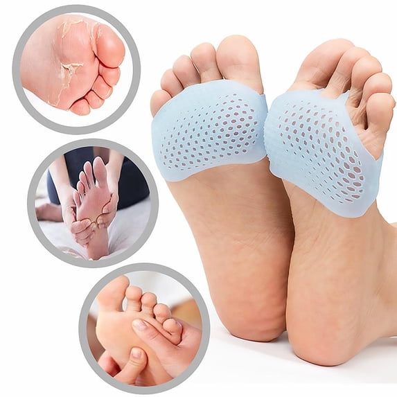 2 Pairs Metatarsal Foot Pads, Gel Forefoot Cushions for High Heels, Breathable Reusable Ball of Foot Insoles for Women Men, Comfort Support for Walking Hiking