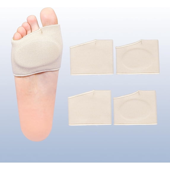 2 Pairs Metatarsal Pads with Gel Pad for Women and Men, Foot Pads for Ball Pain Relief, Morton's Neuroma, Metatarsalgia Support(Beige,Medium)