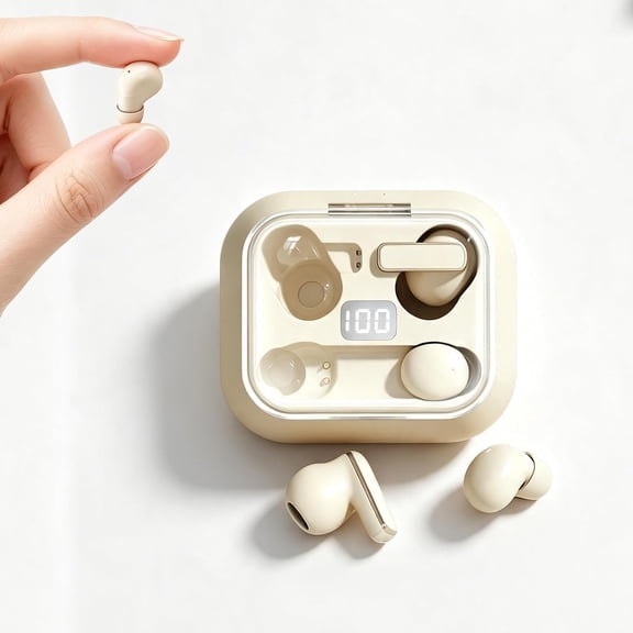 2 Pairs Mini Small Invisible Earbuds Wireless Bluetooth Sleep Invisible Ear Buds Smallest Headphones Low Profile Tiny Micro Small Hidden Discreet Earbuds for Work Sleeping