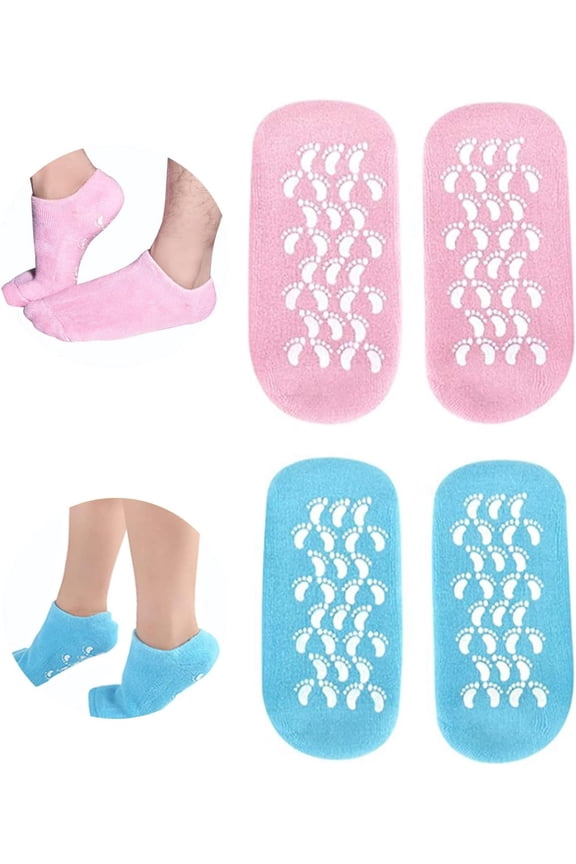 2 Pairs Moisturizing Foot Care Socks with Essential Oil Gel for Cracked Heels Half-Cover Short Spa Socks for Dry Feet Repair for Women and Men