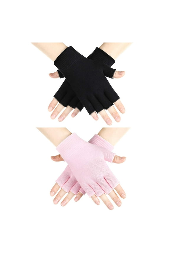 2 Pairs Moisturizing Gloves Fingerless Moisture Gloves Soft Moisturizing Gloves for Dry Rough and Cracked Hands (Pink and Black)