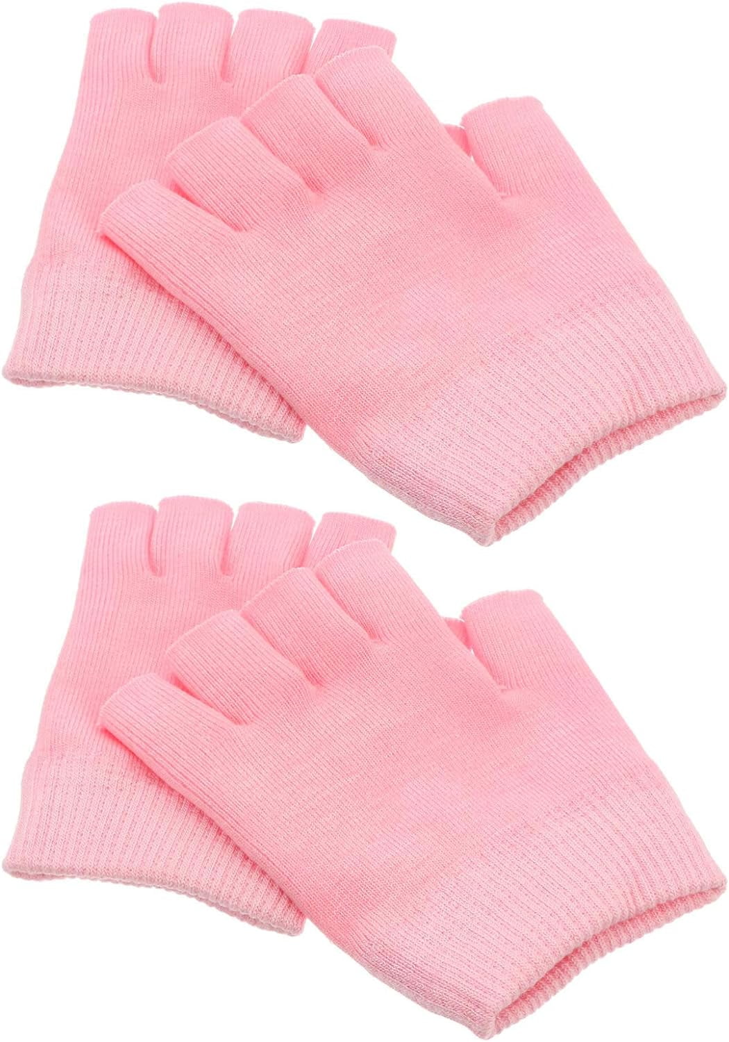 2 Pairs Moisturizing Gloves Hand Gloves Fingerless Moisturizing Glove for Dry Cracked Hand (Pink)