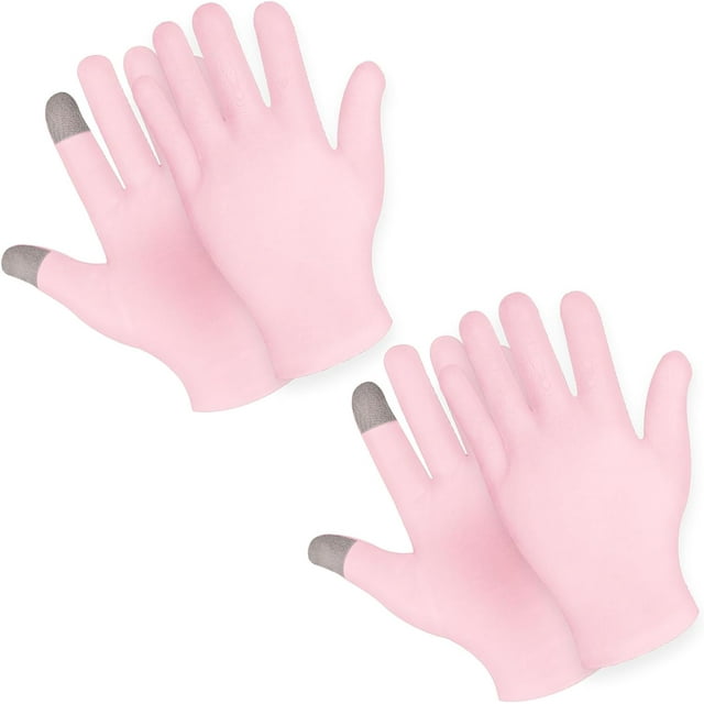 2 Pairs Moisturizing Gloves Overnight, Touch Screen Gloves White Cotton