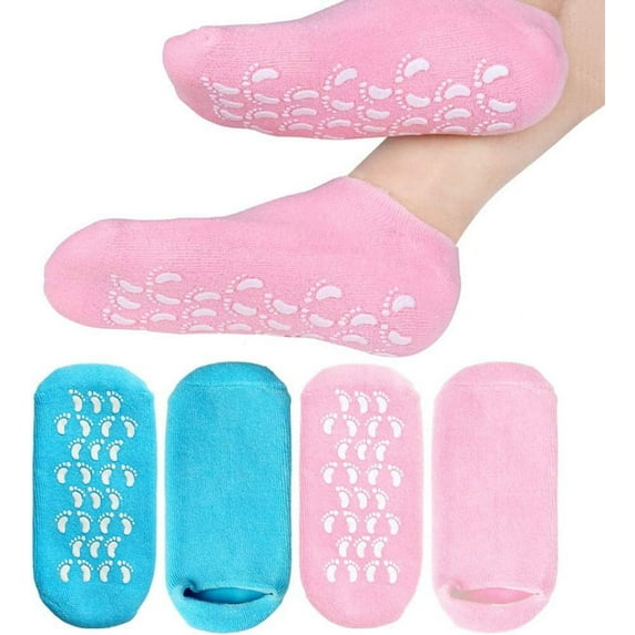 2 Pairs Moisturizing Socks, Gel Socks Soft Moisturizing Gel Socks, Gel Spa Socks for Repairing and Softening Dry Cracked Feet Skins, Gel Lining Infused with Essential Oils and Vitamins