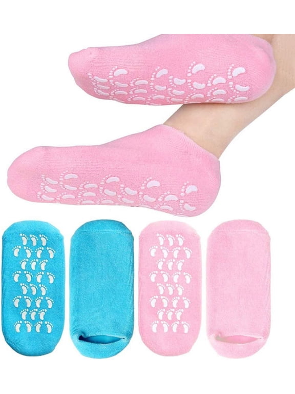 2 Pairs Moisturizing Socks, Gel Socks Soft Moisturizing Gel Socks, Gel Spa Socks for Repairing and Softening Dry Cracked Feet Skins, Gel Lining Infused with Essential Oils and Vitamins