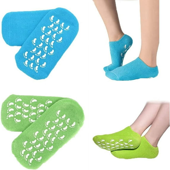 2 Pairs Moisturizing Socks, Gel Socks Soft Moisturizing Gel Socks, Gel Spa Socks for Repairing and Softening Dry Cracked Feet Skins, Gel Lining Infused with Essential Oils and Vitamins