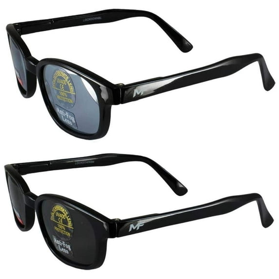 2 Pairs MotoFrames Lockdown Motorcycle Riding Glasses w/ Black Frames Blue & Smoke Lenses