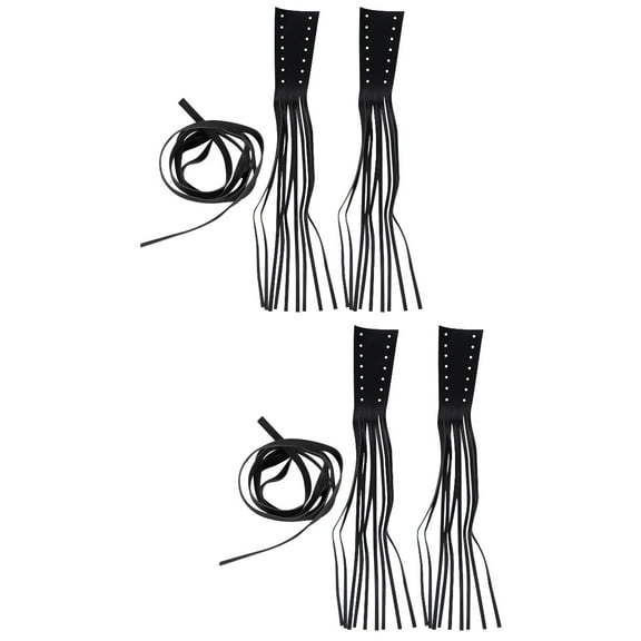 2 Pairs Motorcycle Handlebar Grips Tassel Faux Leather Brake Lever Cover Fringe