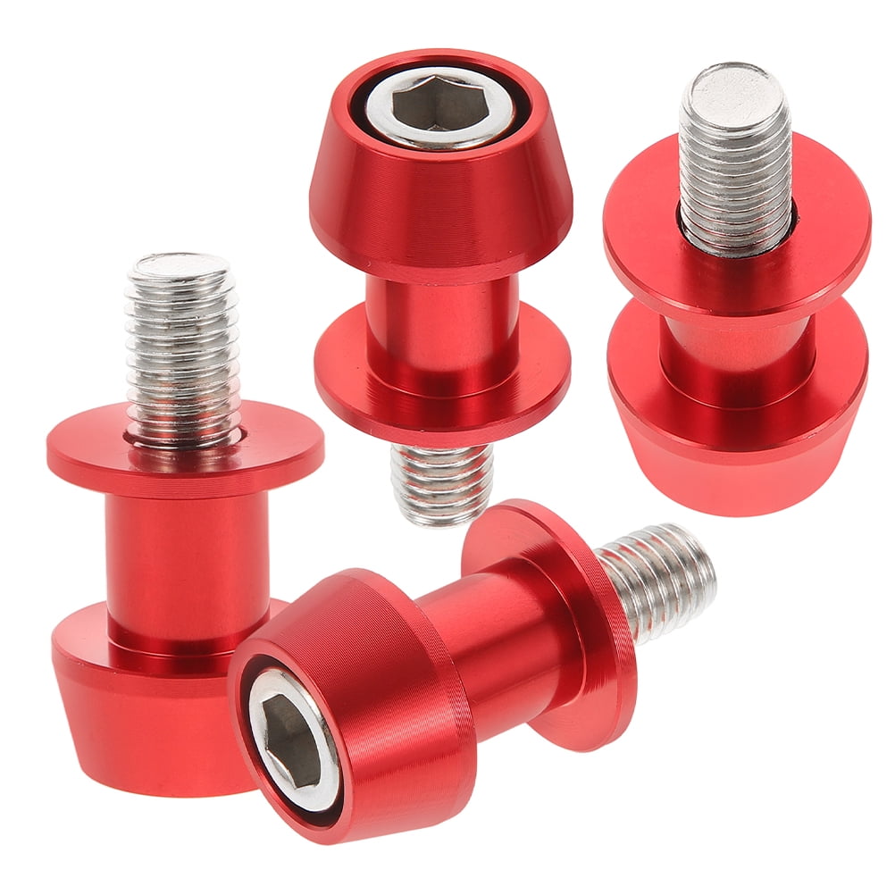 2 Pairs Motorcycle Screws Kickstand Swing Arm Spools Sliders Accessories Red