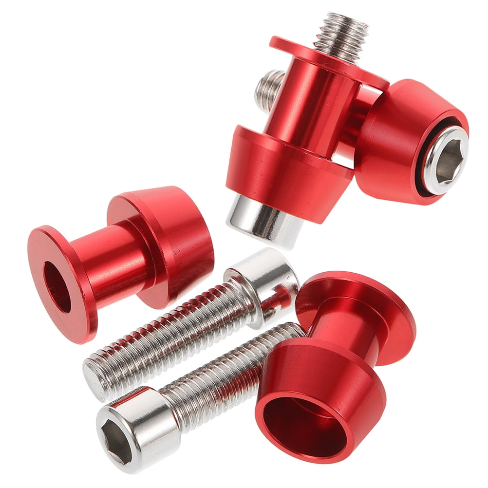 2 Pairs Motorcycle Screws Motorbike Swing Arm Spools Slider Jack Red
