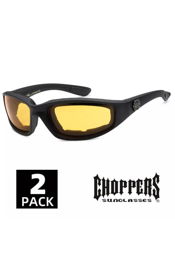 2 Pairs Motorcycle Sports Padded Biker Riding Glasses Wind Resistant Sunglasses