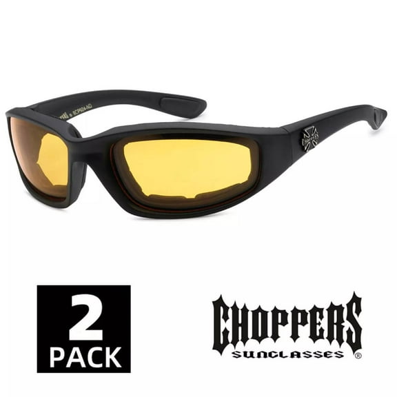 2 Pairs Motorcycle Sports Padded Biker Riding Glasses Wind Resistant Sunglasses