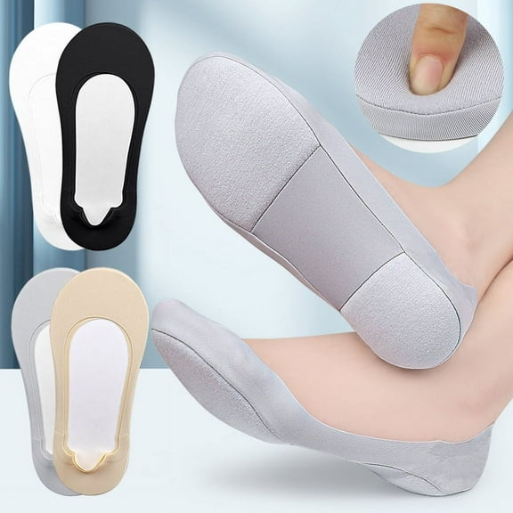 2 Pairs NEW Women Boat Sock Plantar Fasciitis Shoes Insole Socks Insoles for Feet Shock Absorbing Shoe Sole Invisible Non Slip Shoe Pads
