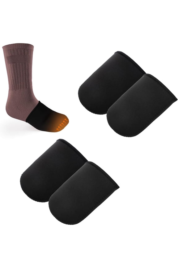2 Pairs Neoprene Toe Warmers, 0.12 Inch Toe Cuffs Foot Hot Warmers Boots Worn Inside Shoes or Boots Feet Toe Caps Warm Socks for Winter Outdoor Sports Small/Medium Small/Medium