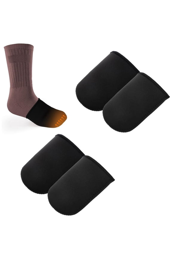 2 Pairs Neoprene Toe Warmers, 0.12 Inch Toe Cuffs Foot Hot Warmers Boots Worn Inside Shoes or Boots Feet Toe Caps Warm Socks for Winter Outdoor Sports Small/Medium Small/Medium